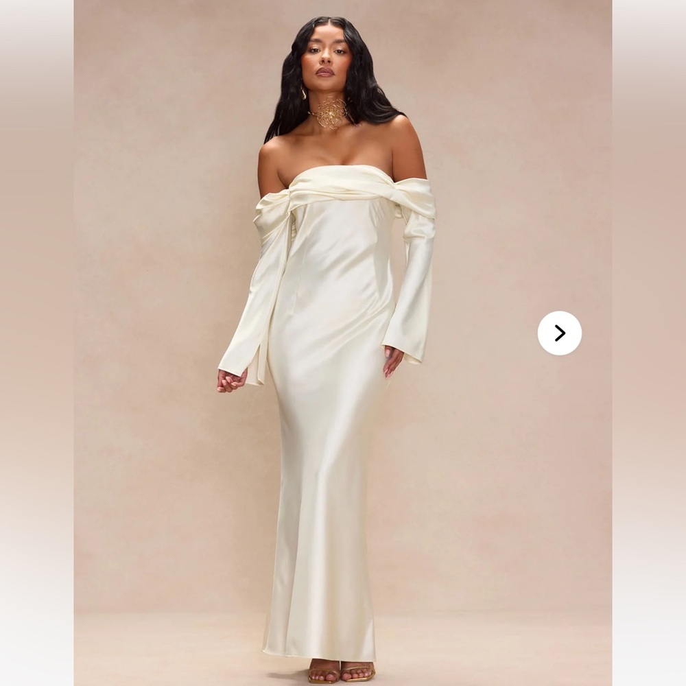 Amandine Satin Maxi Off Shoulder Dress